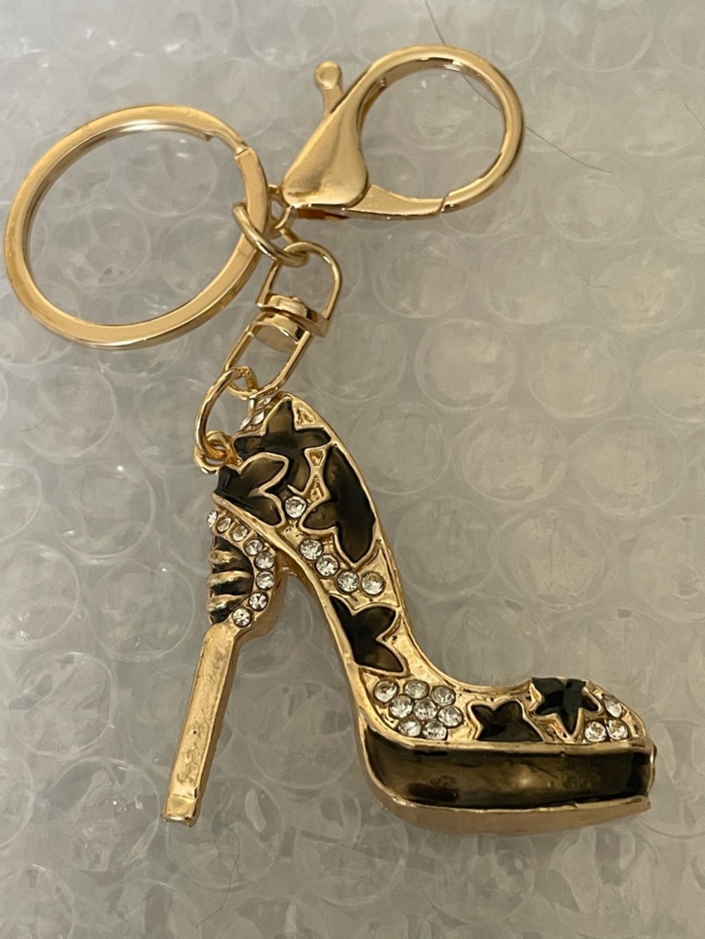 Crystal & Black Stiletto Keychain